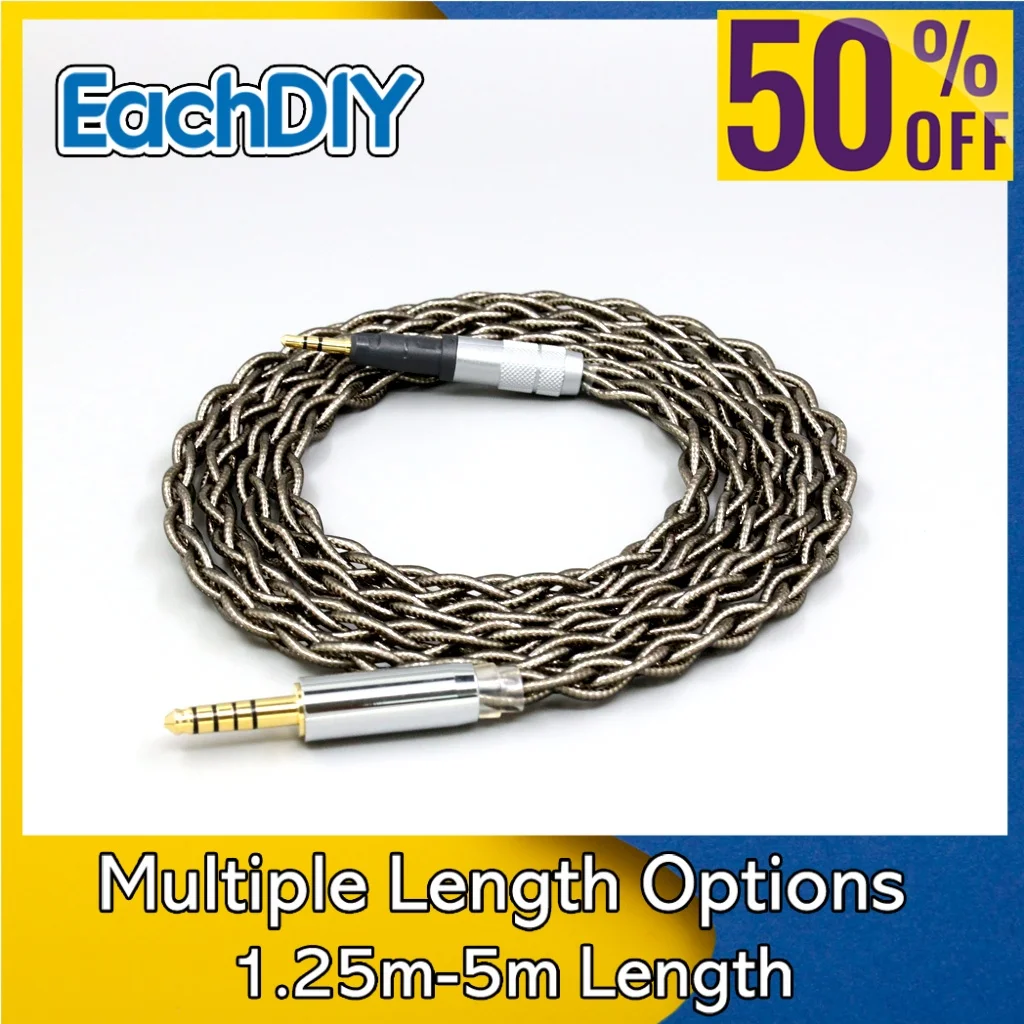 

99% Pure Silver Palladium + Graphene Gold Earphone Shield Cable For Audio Technica ATH-M50x ATH-M40x ATH-M70x ATH-M60x LN008230