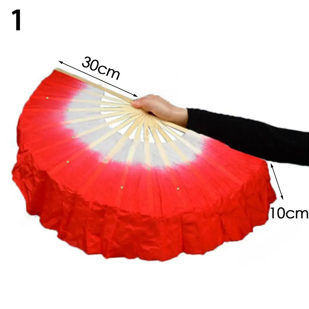 Hot Sell Gradient Color Long Imitation Silk Fans Rayon Silk Fans Belly Dancing Fan Long Silk Fans