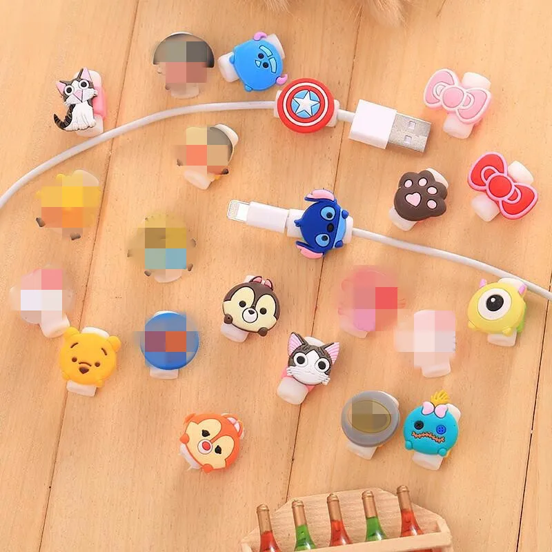 10 sztuk Disney Cartoon telefon kabel USB protector dla iphone kabel chompers przewód zwierząt zgryz ładowarka uchwyt organizator ochrony