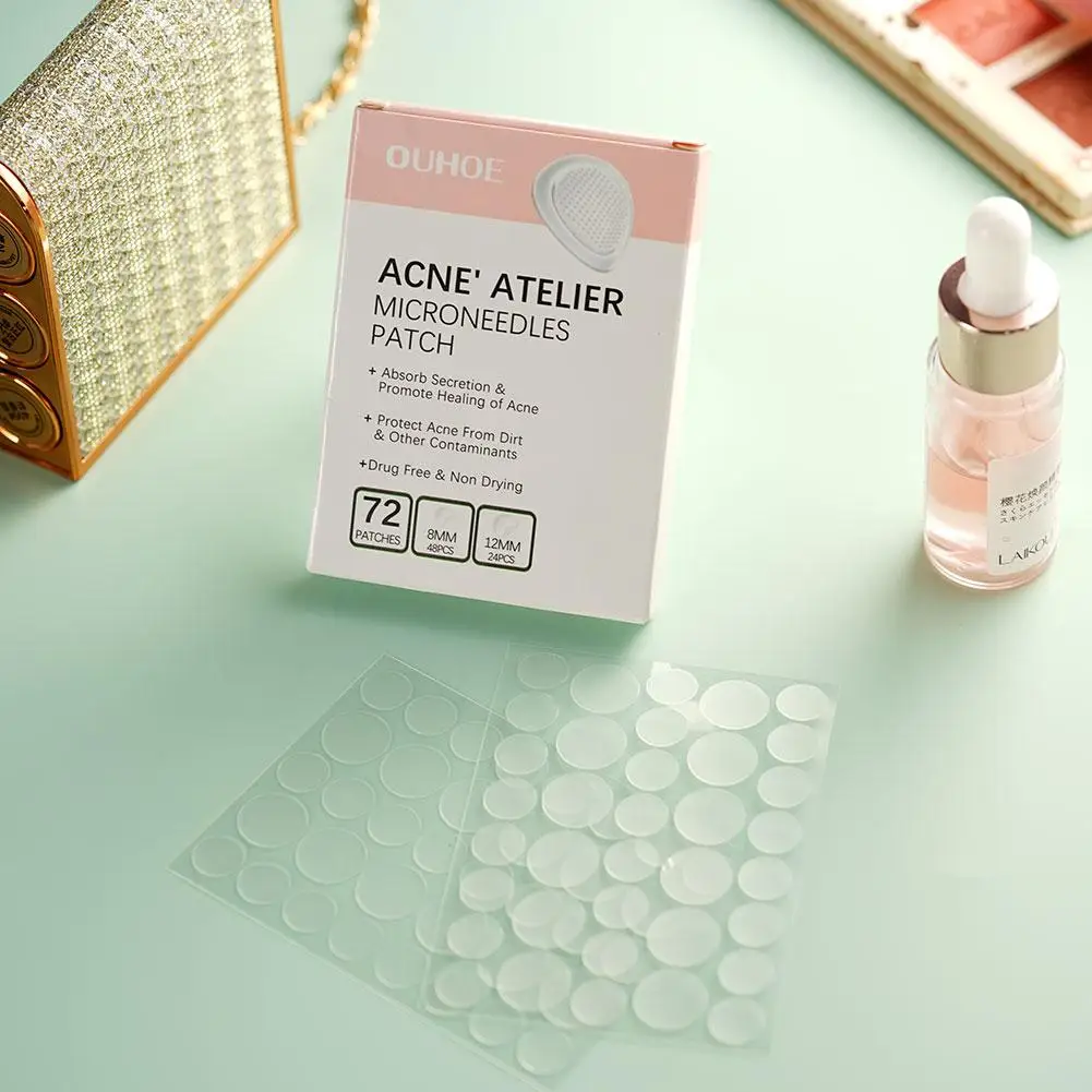 Gezichtspatches Voor Puistjes Met Micronaalden Onzichtbare Acne-Verwijderingspleister 72 Count Smet Voor Stickers Gezichtsvlek Verbergen N 8X6