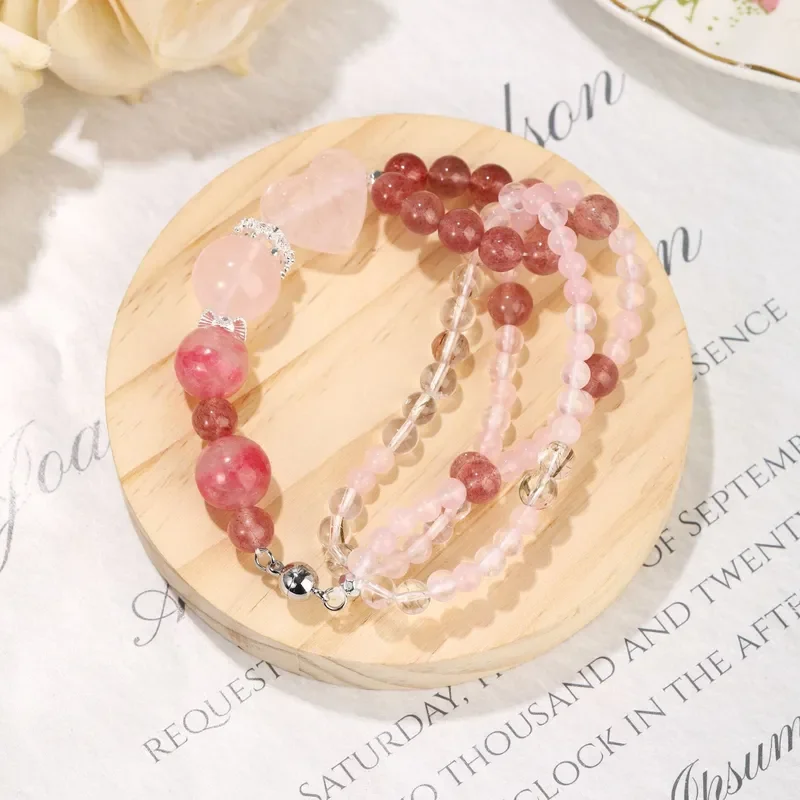 [Crayon Xiaoxin · Xieyi Girl Love] DIY Original Fashion Cute Design Natural Strawberry Crystal Crystal Bracelet