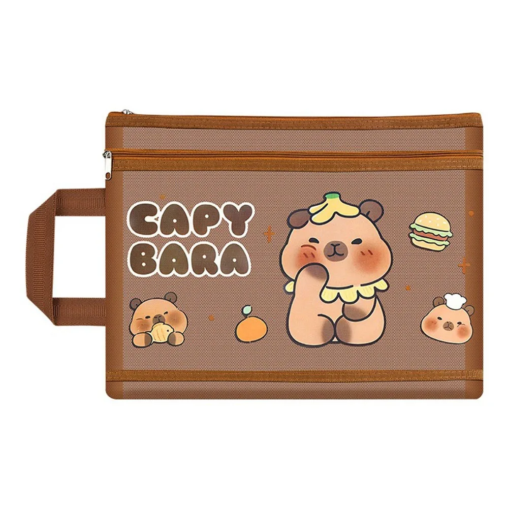 

New Mesh Capybara Bag A4/A5/A6 Dark Brown File Bag Portable Large Capacity Stationery Organizer Gift
