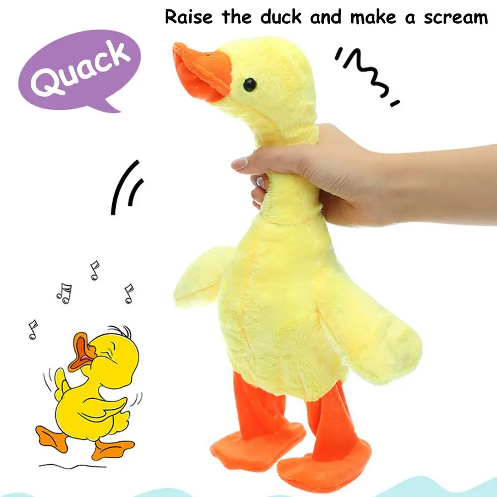 Electric Plush Duck Toy Musical Funny PP Cotton Educational Yellow Duck Stuffed Toy Singing Prank Funny Grotesque Toy for Relax