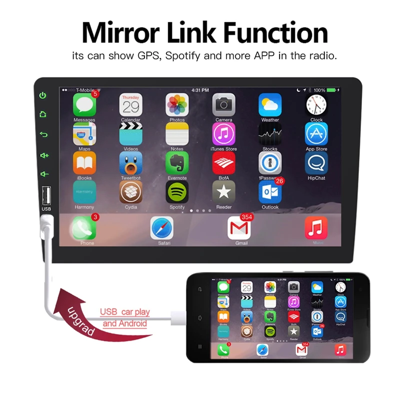 9 Inch 1Din Car MP5 Player Contact Screen FM Radio Bluetooth USB AUX Mirror Link