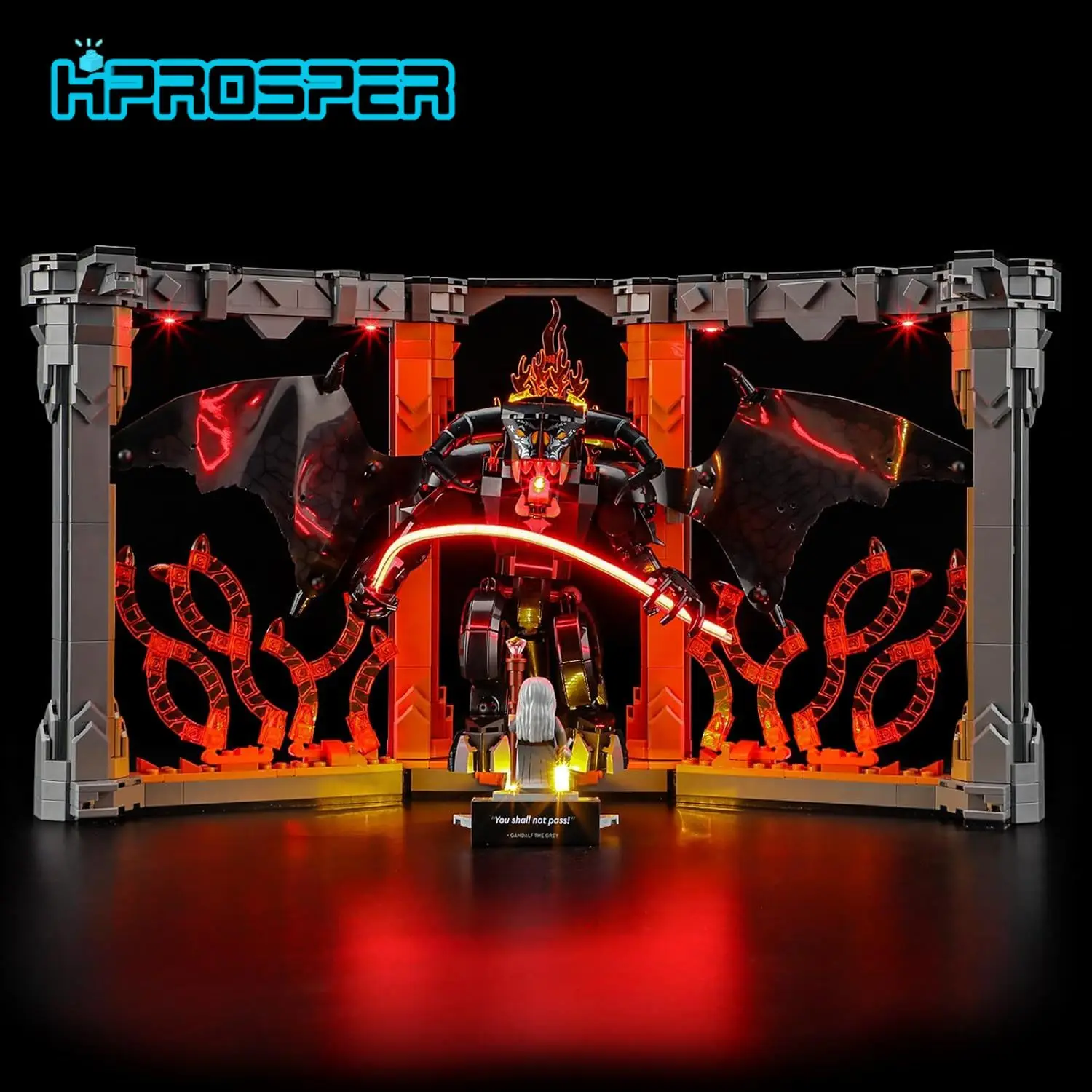 Luz LED HPROSPER para Lego 10367 Icones El Señor de los Anillos: Modelo de bloques de construcción Balrog Book Nook (Juego Lego NO incluido)