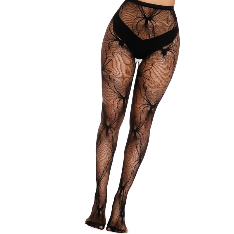 Mulheres fishnet meias pretas spiderweb leggings collants pequeno buraco meia-calça para festas halloween meias