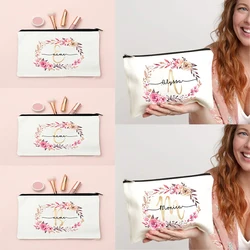 Customized Name Initial Makeup Bag Personalized Bride Makeup Box Decorative Gift Female Organizer Travel Toilet Wash Wallet