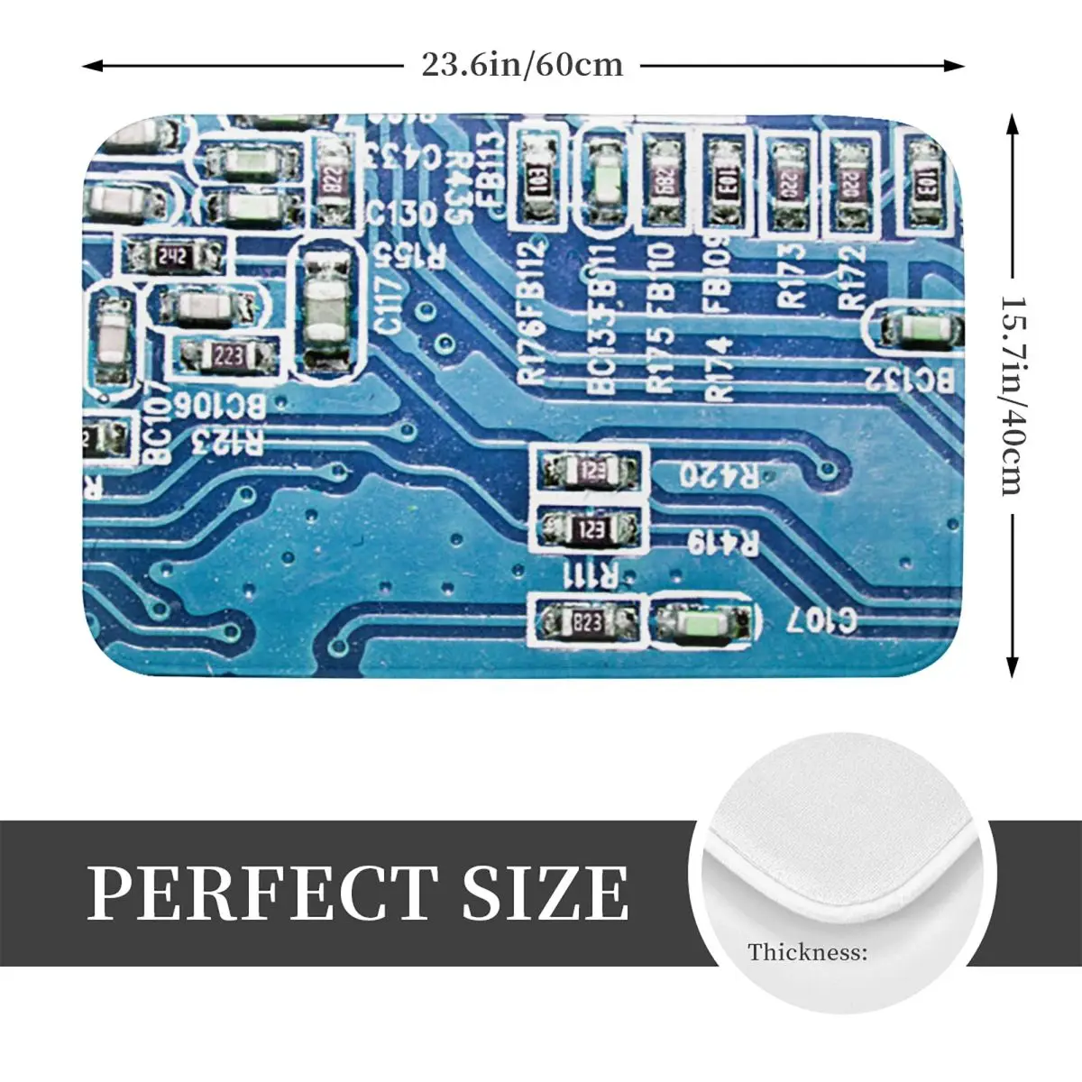 Blue Technology Chip Circuit Board Anti-slip Doormat Floor Mat Absorbent Mat Carpet Rug for Kitchen Entrance Balcony Footpad Mat