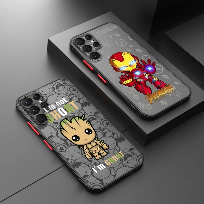 Marvel SpiderMan Groot Samsung A72 A54 A53 A52S A34 A32 A33 A24 A23 A22S A02 Lite Frosted Translucent Phone Case