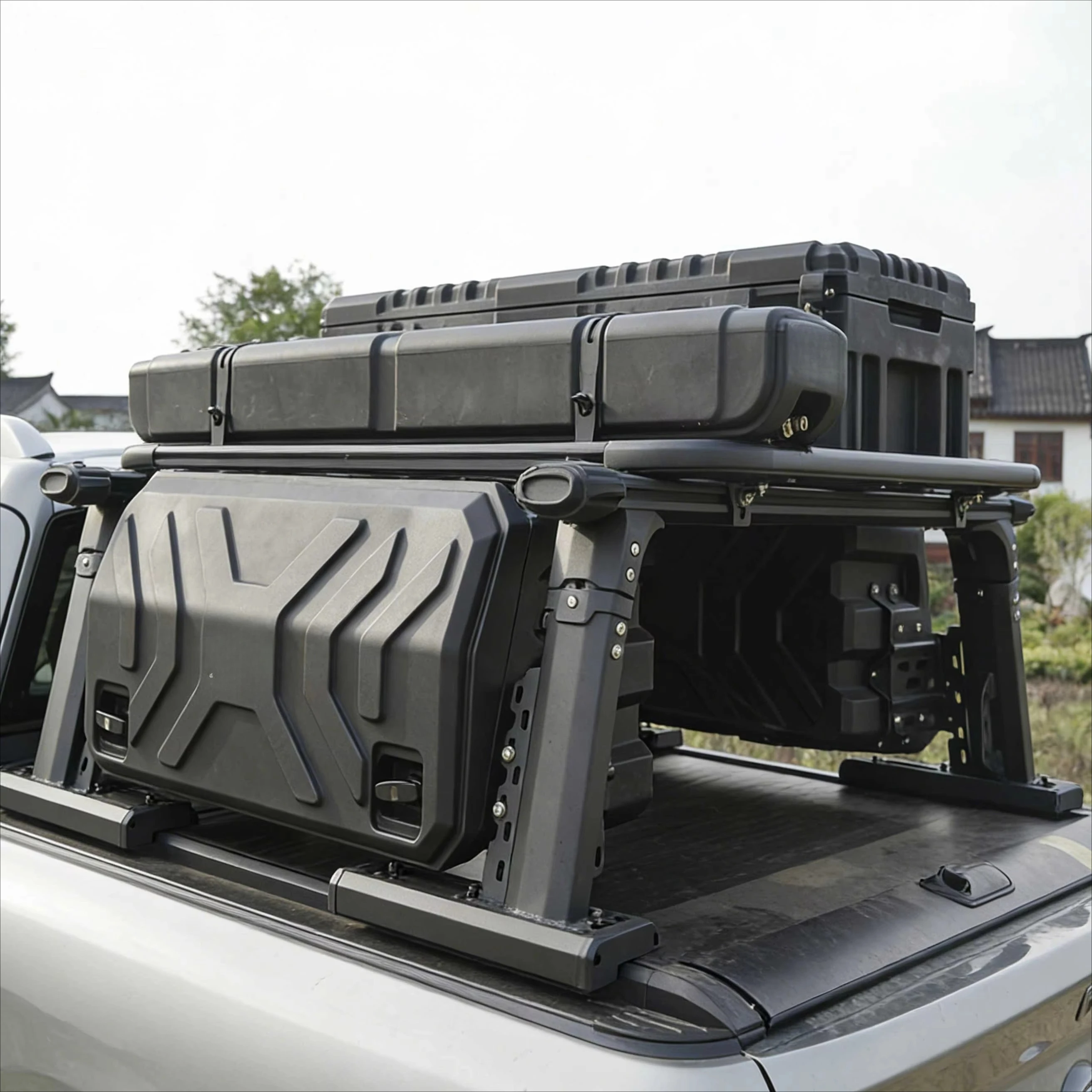 Adjustable Aluminum Alloy Trunk Mount with 2 Side Box for T6/T7/T8/T9 Pickup Trucks with 400kg Capacity Easy Installation 2