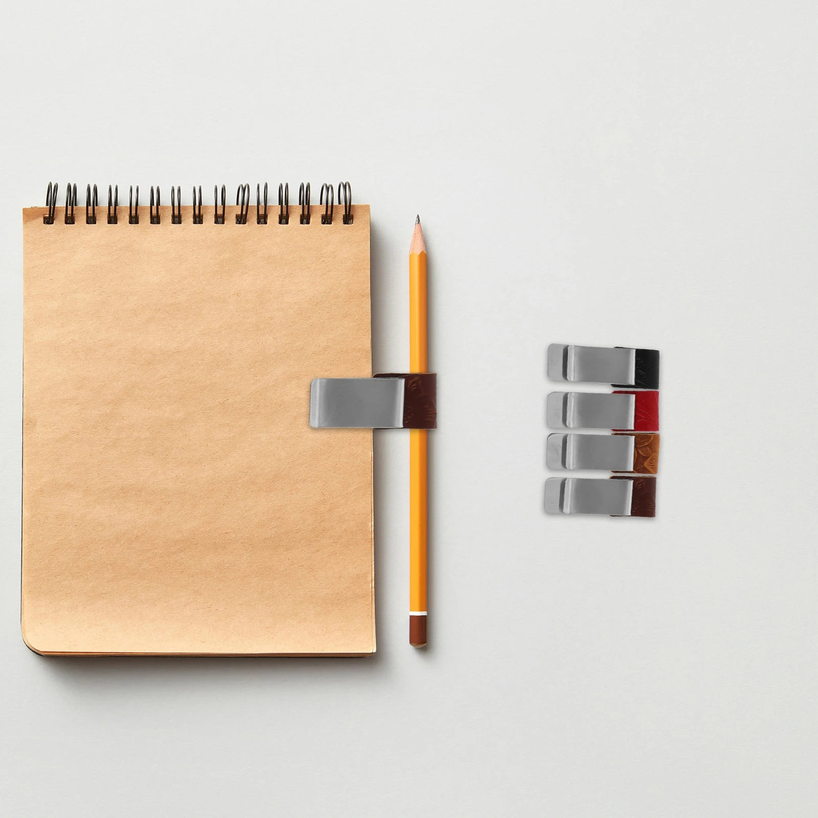 

4Pcs Metal Pen Clamp Stainless Steel Retro Notebook Pen Holder Loop Journal Clip Travel Planner Accessories Office Organizer