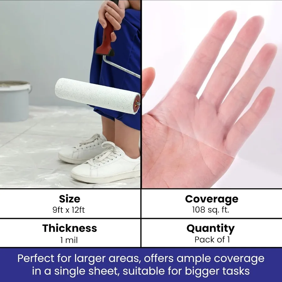 Clear Plastic Drop Cloth for Painting Renovations and DIY Projects Water Dustproof Odorless Plastic Sheet with 1mil Thickness D