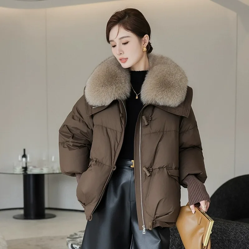 

Women's Winter New Parkas Jacket 2024 Fashion Solid Long Sleeve Hooded Fur Collar Female Padded Coat Warm Thick Outwear