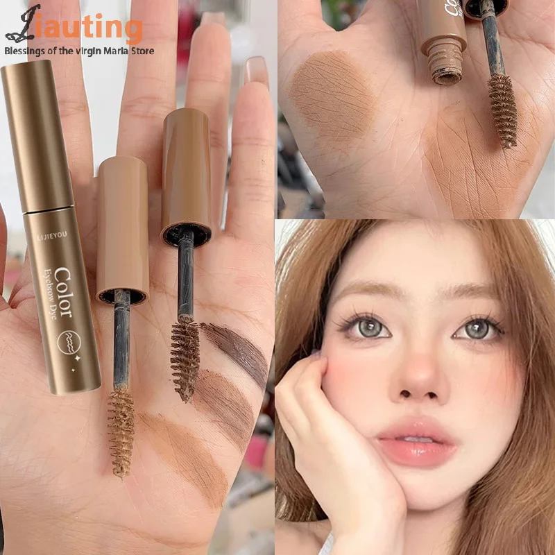 3 Kolory Długotrwały Kremowy Tusz do Brwi Wodoodporny Koloryzujący Szybkoschnący Żel do Brwi ze Szczoteczką Makijaż do Oczu