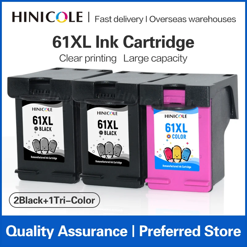 

HINICOLE For HP 61XL Ink Cartriddge Replacement For HP61 Envy 4500 4501 4502 4503 4504 4505 4506 4508 4509 5530 5531 5532 5534