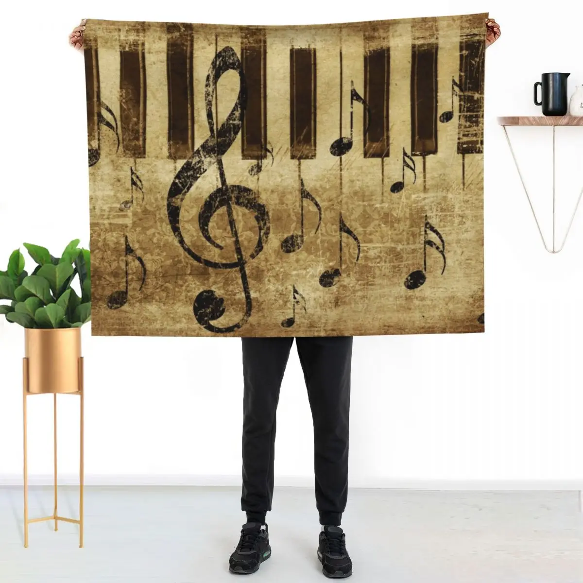 Music notes and piano keys Throw Blanket Sleeping Bag Shaggy for winter For Baby Giant Sofa Soft Big Blankets