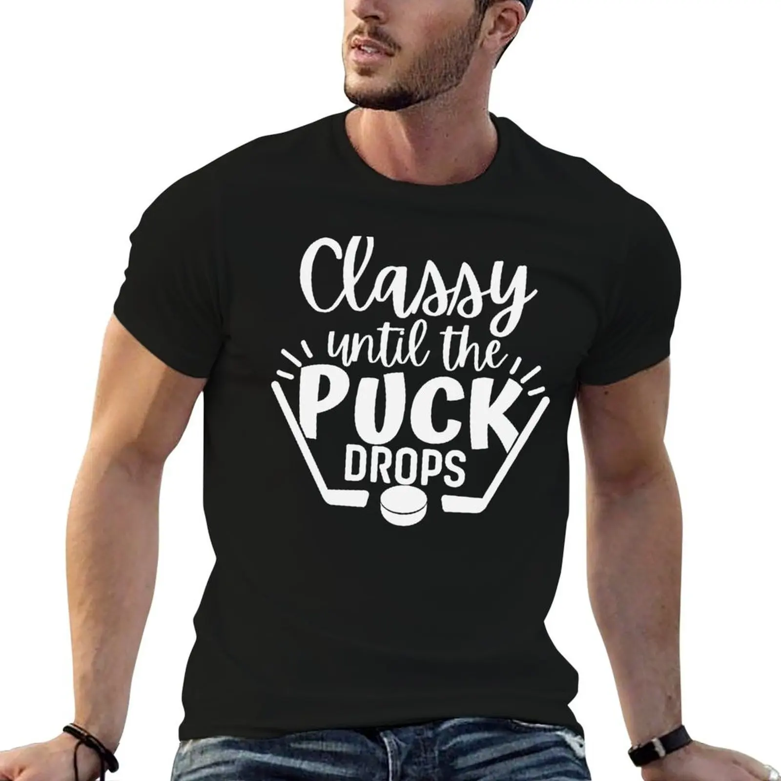 

Classy until the Puck Drops,Hockey Shirt,Classy Mom Hockey Shirt,Hockey Lovers Tee,Funny Hockey Player Gift. T-Shirt