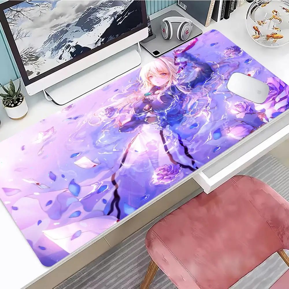 Violet Evergarden Anime Mouse Pad XXL Mouse Pad Large Non-Slip Lock Edge Keyboard Pad Anti-Slip Gaming Desk Mat Office Pad