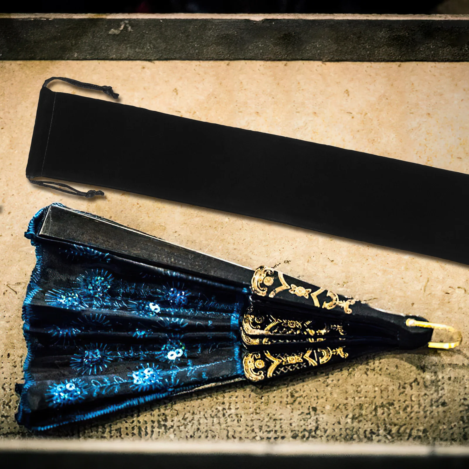 

12Pcs Fan Bags Foldable Pouch Drawstring Protector Soft Cloth Sleeves for Wedding Party Dance Travel Velvet Cloth Pouches