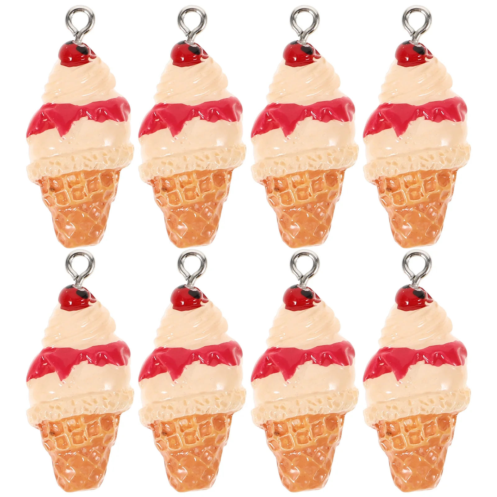 จี้รูปโคนไอศกรีมเรซิ่น 10 ชิ้น สำหรับงาน DIY ทำเครื่องประดับ สร้อยคอ ต่างหู พวงกุญแจ และอุปกรณ์ตกแต่ง