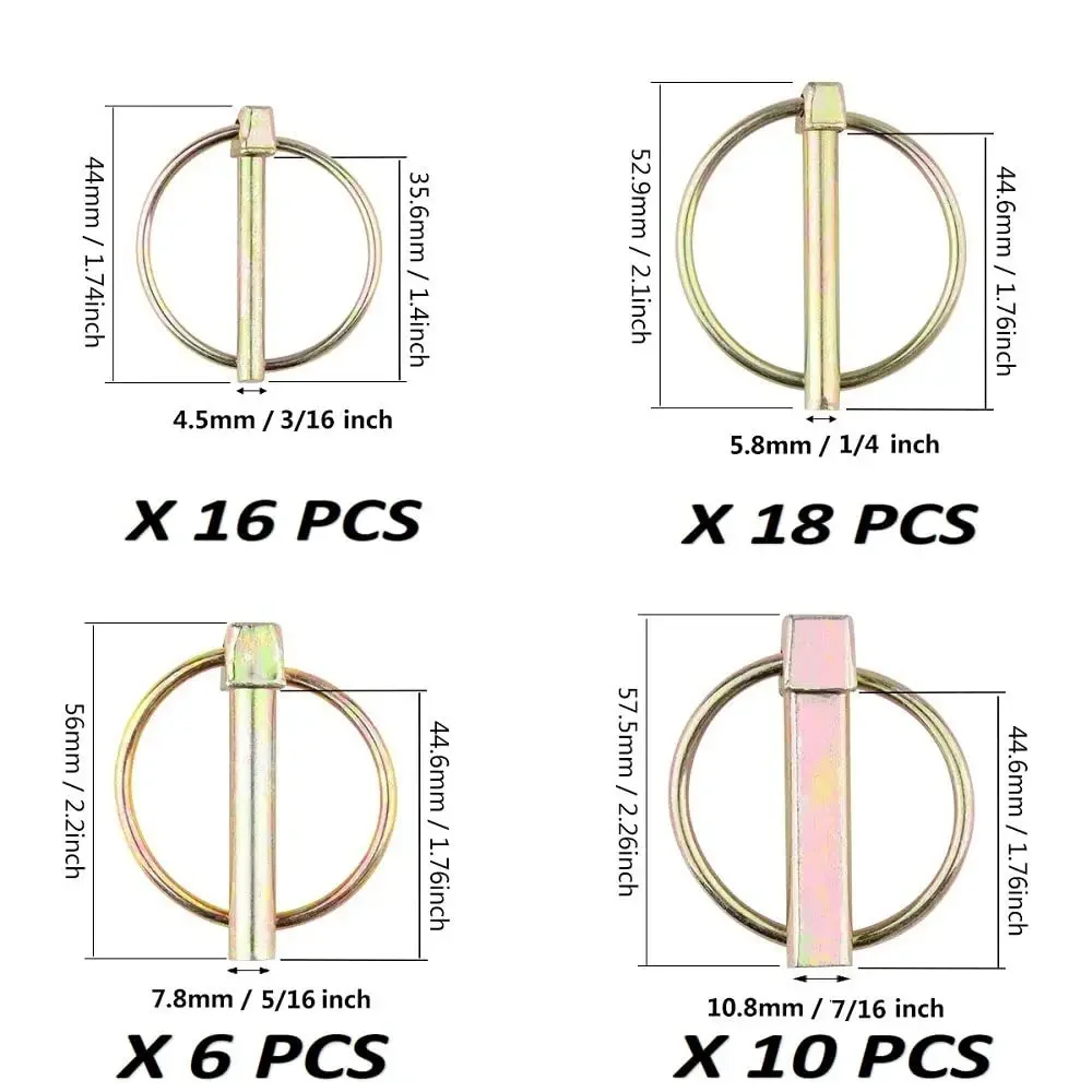 Imagem -02 - Kit de Sortimento de Pinos Lynch Resistentes Pinos de Trator Pinos de Engate de Pontos para Tratores Agrícolas Reboques Caminhões Cortadores 30 50 Peças