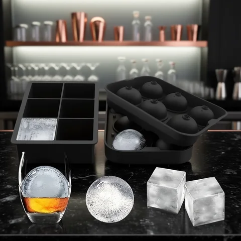 6-Grid Ice Silicone Cube Mold Tray DIY Freeze Ice Maker Creative Ice Cube Mold Barware Tools Perfect for Freezer, Cocktail