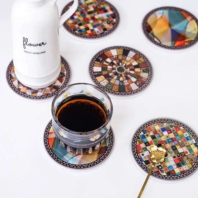 European Ceramic Coaster Non-slip Heat Insulation Absorbent Cork Coffee Coaster