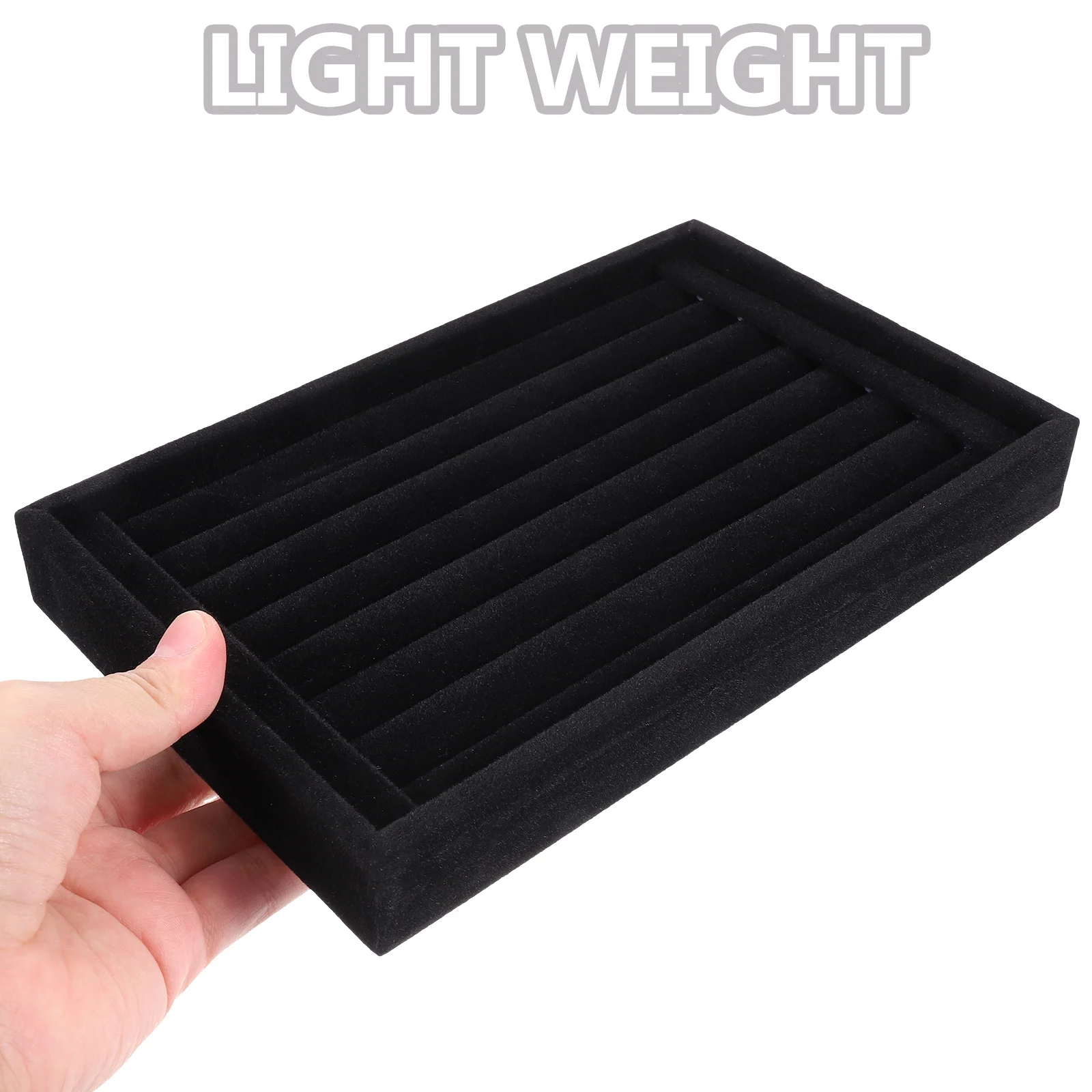 Full Suede Jewelry Tray Large Capacity Ring Storage Display Black Earring Organizer Holder for Jewlery