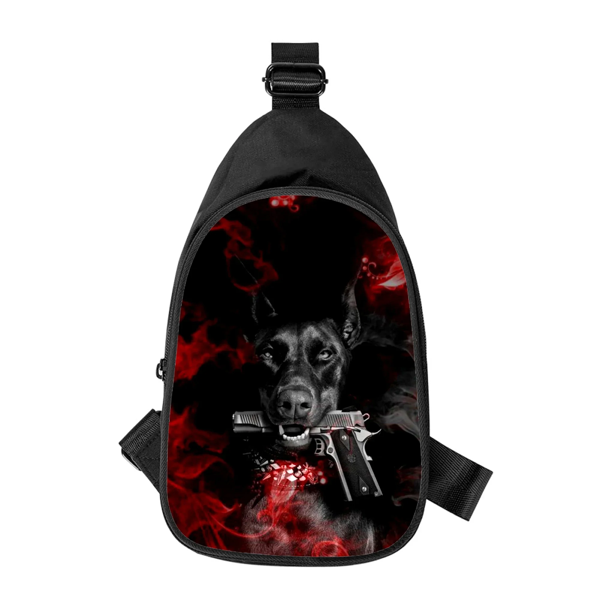 Doberman-Bolso de pecho cruzado con estampado 3D para hombre y mujer, bolsa de hombro, paquete de cintura escolar para marido