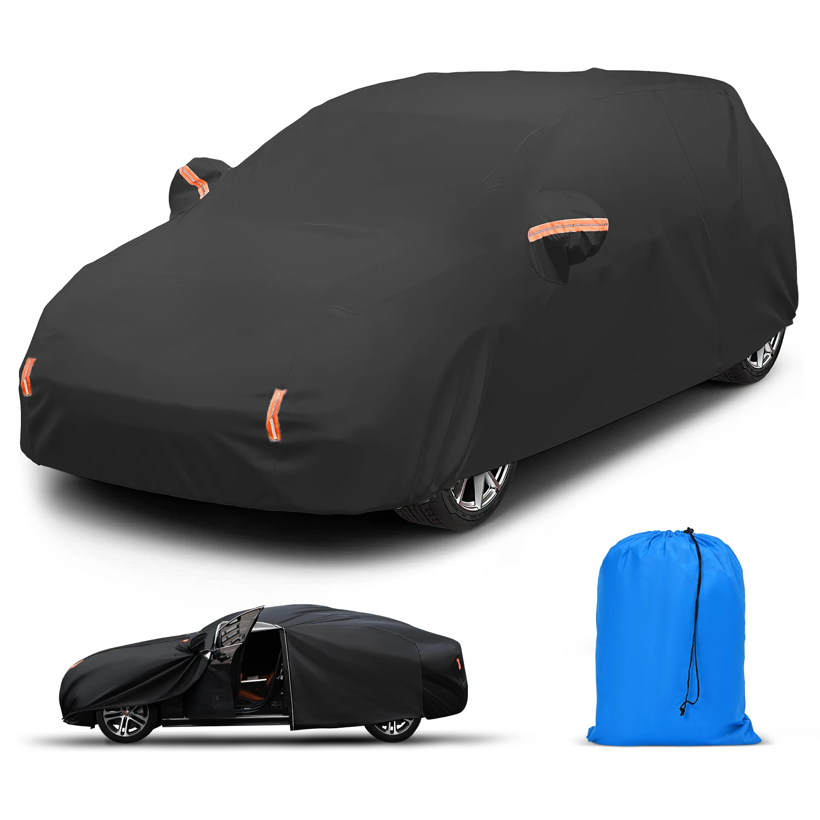 Car Cover Full Exterior Cover Reflective Strip Waterproof Outdoor Protection UV Snow Rain Wind Dust