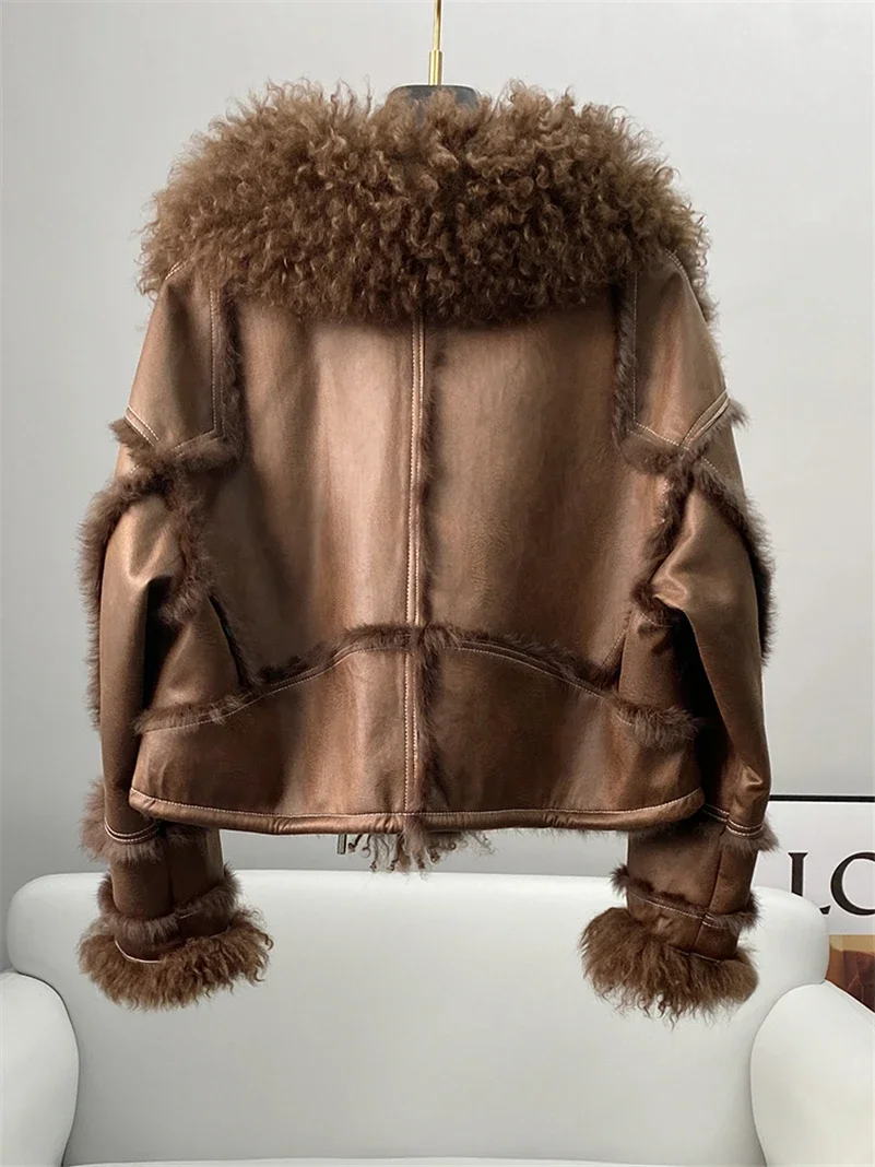 Winter Real Rabbit Fur Linging Coat Jacket Female Fox Fur Collar Coats Lady Over Size Parka Trench CT2106