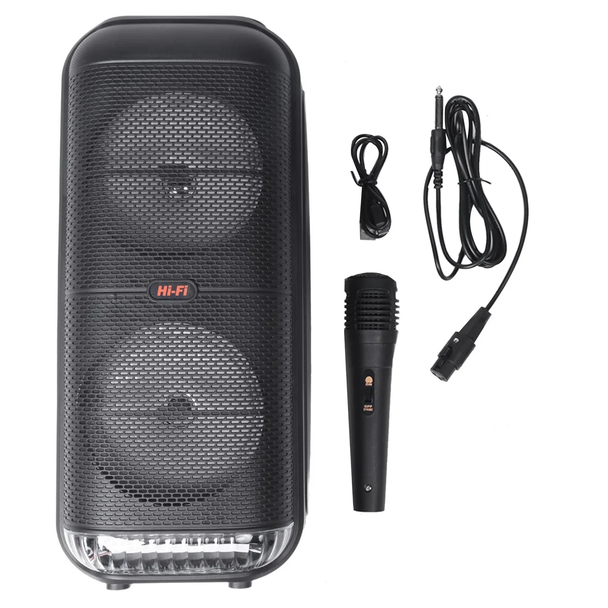 1200W Super Large Outdoor Bluetooth Speaker 6 Inch Double Horn Subwoofer Portable Wireless Column Bass Sound with Mic