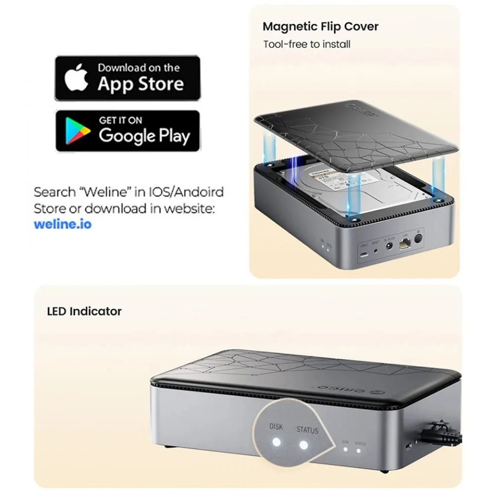 Orico NAS Network Storage 2.5 Inch SATA HDD Enclosure NAS Network