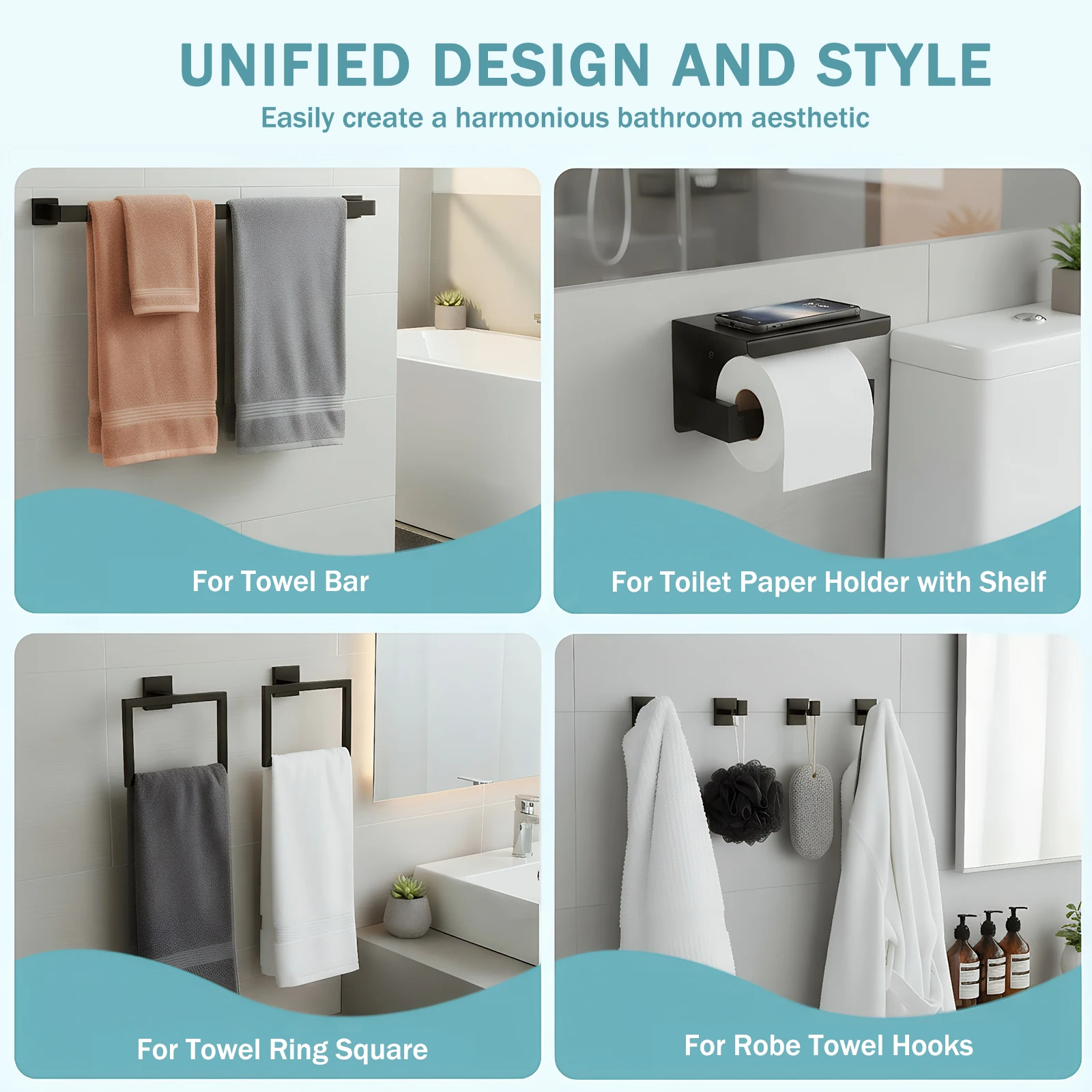 

20Pcs Stainless Steel Bathroom Hardware Set Bathroom Accessories Towel Bar Set Towel Rack/Toilet Paper Holder/Towel Ring/Hook