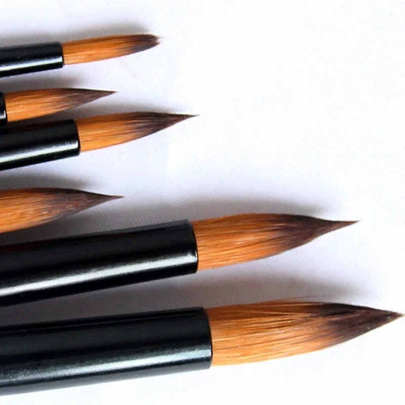 Art Model Paint Nylon Hair Acrylic Oil Watercolour Drawing Art Supplies Brown 6 Pcs Painting Craft Artist Paint Brushes Set