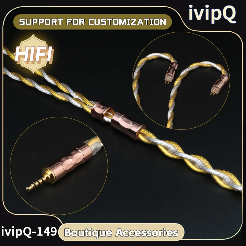 ivipQ 4 Core LIZT سلك التدريع HiFi IEM سماعة داخل الأذن كابل مراقبة 3.5/2.5/4.4 مللي متر ل IE900 MMCX/2PIN 0.78/QDC ل قيراط MK4
