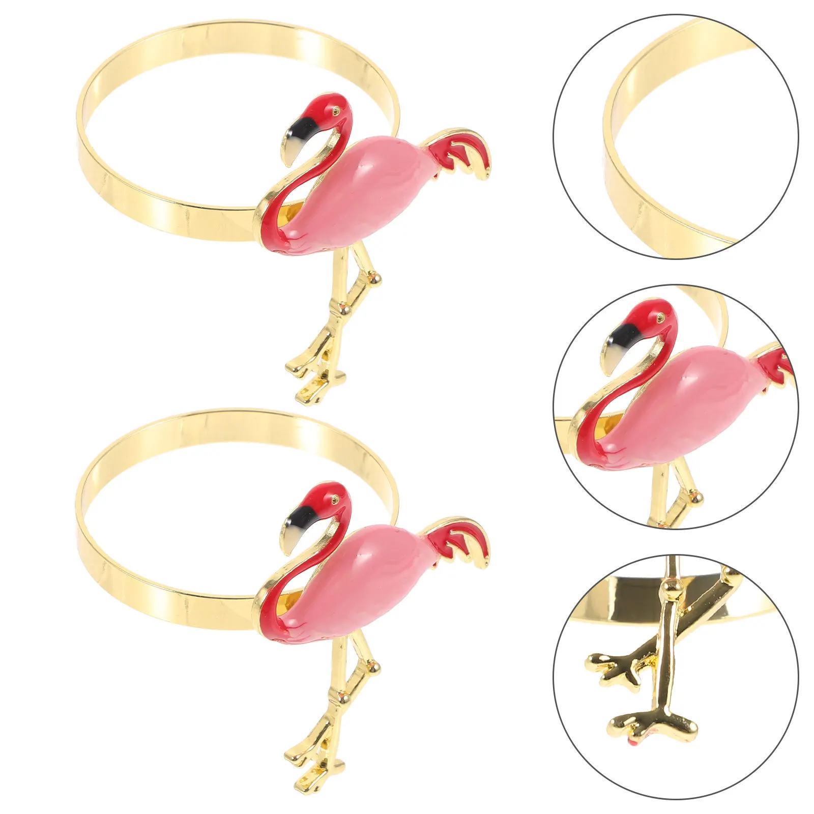 

6Pcs Flamingo Shaped Napkin Rings Alloy Decorative Napkin Holders for Party Table Decoration Home Restaurant Use