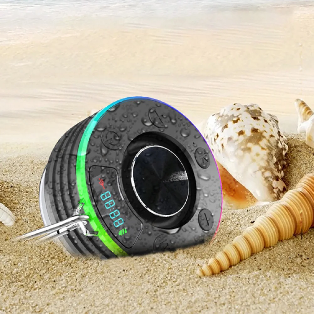 

Bluetooth-совместимый динамик для душа IPX7 Водонепроницаемый беспроводной динамик (черный)