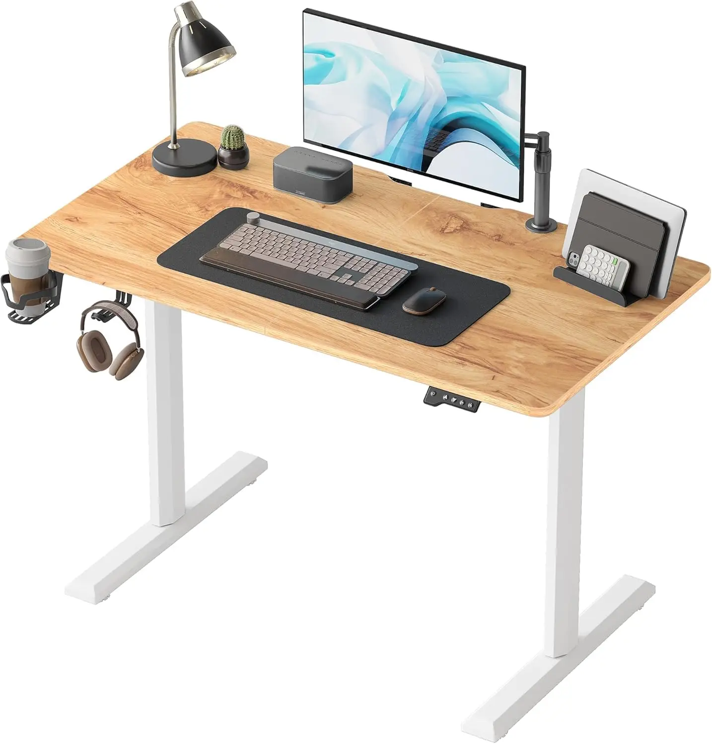 Height Adjustable Electric Standing Desk 44x24 Inch Sit Stand Home Office Table with Splice Board, Customized