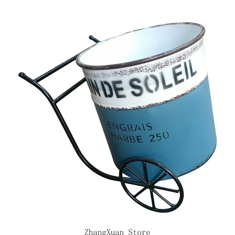 Iron Sheet Bucket Retro Flower Pot Courtyard Vase Home Furnishings Garden Decorate Garden Supplies Display 3XUF