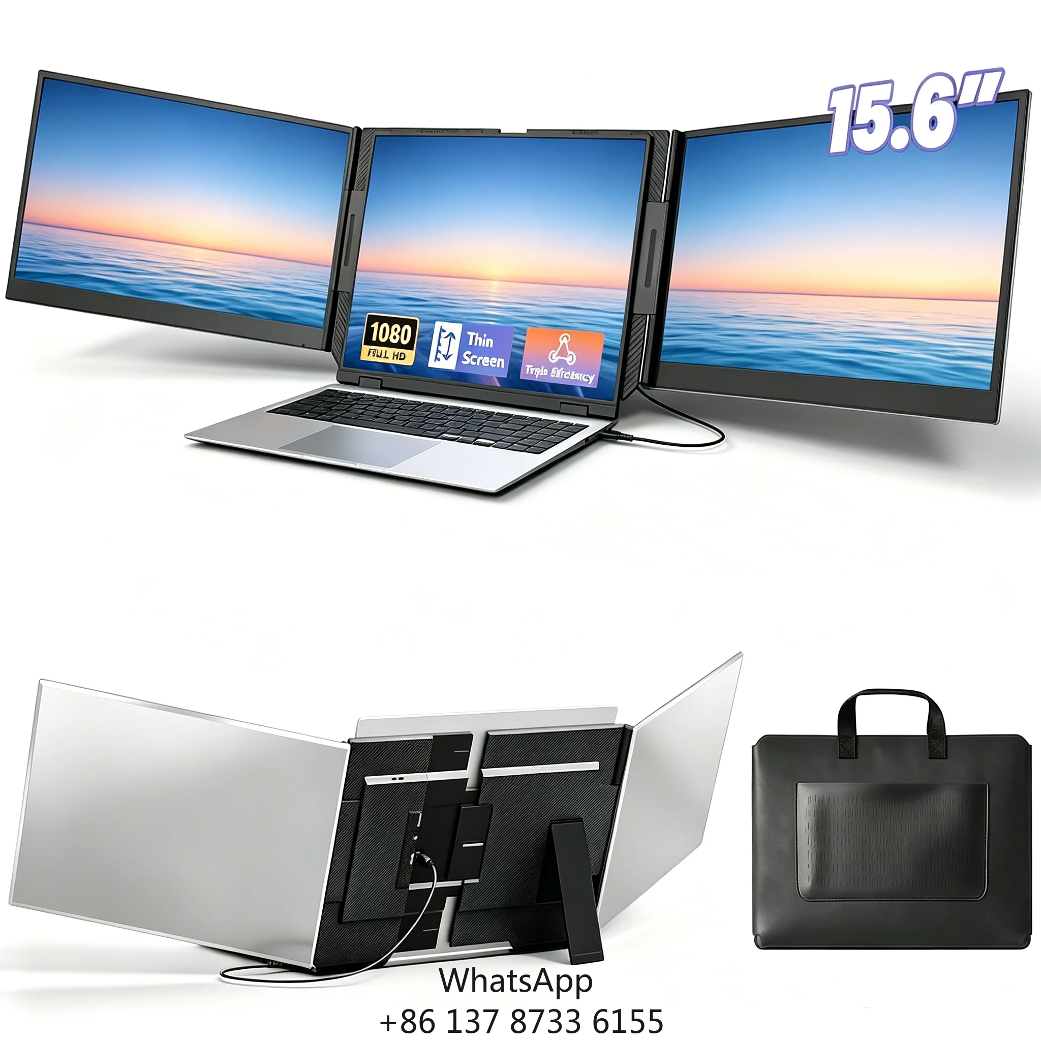 15.6 Inch Ultra-Slim Monitor Dual External Portable Screen Laptop Single Type-C One-Cable Connection For Dual Screen Laptop