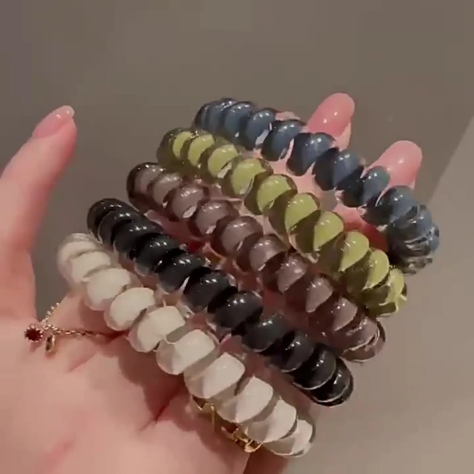 

1/5 шт., набор резинок для волос в стиле телефонного шнура, разные полупрозрачные цвета, эластичные и модные аксессуары для волос для женщин