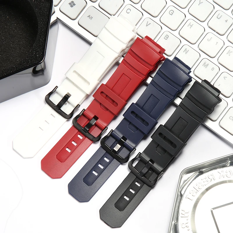 Rubber Strap Suitable For Casio AW591 590 AWG-M100 G-7700 Men Resin Waterproof 16mm Replacement Watctband Accessories