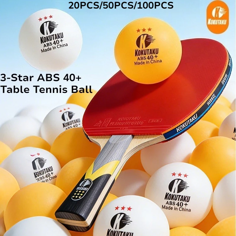 KOKUTAKU 3-Star Table Tennis Balls ABS 40+ Seam Training Competition Ping Pong Balls High Elasticity and Durable 20/50/100PCS