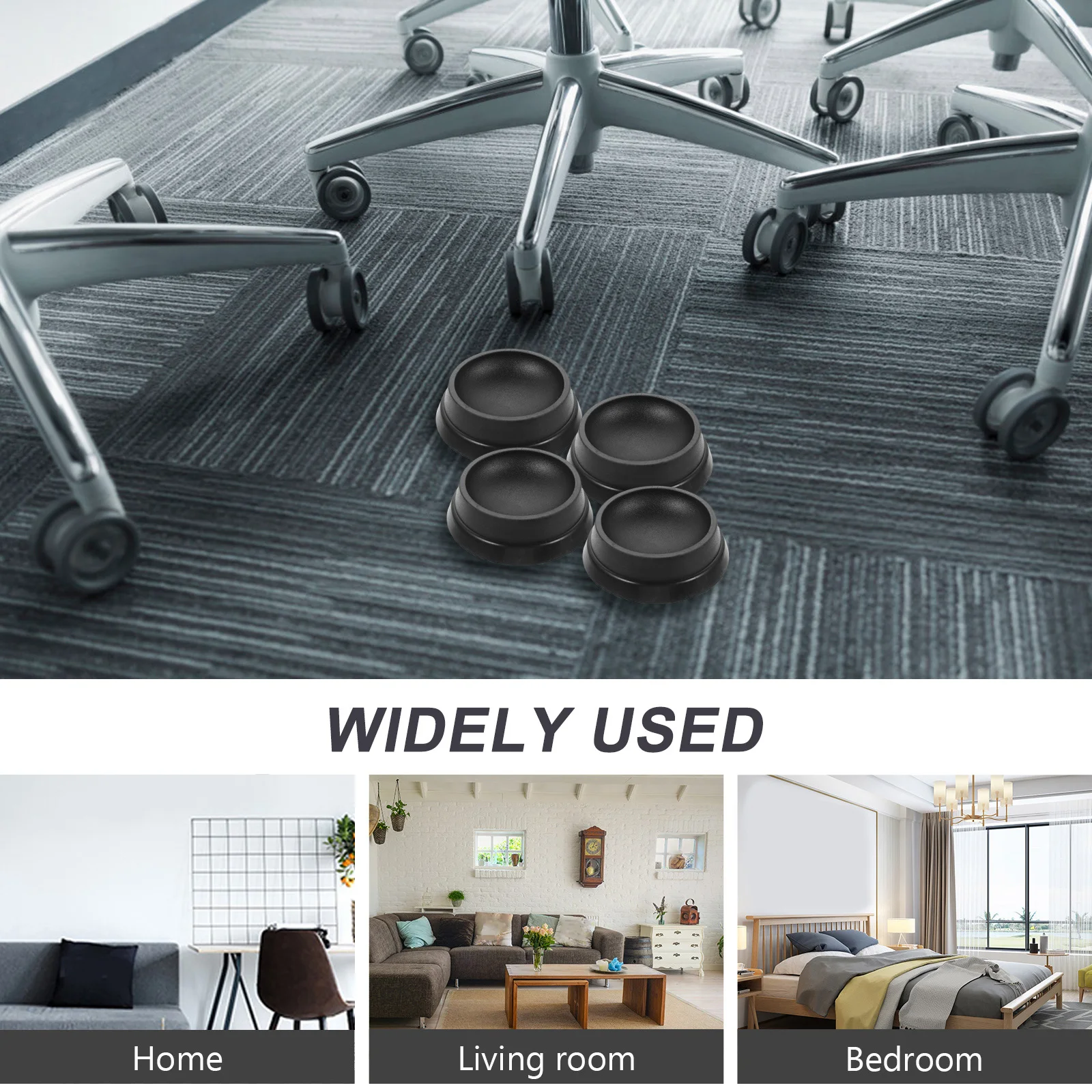 

4 Pcs Rubber Chair Leg Caps Non Slip Caster Furniture Floor Protectors Black Glide Covers Durable Easy Clean Moisture Proof