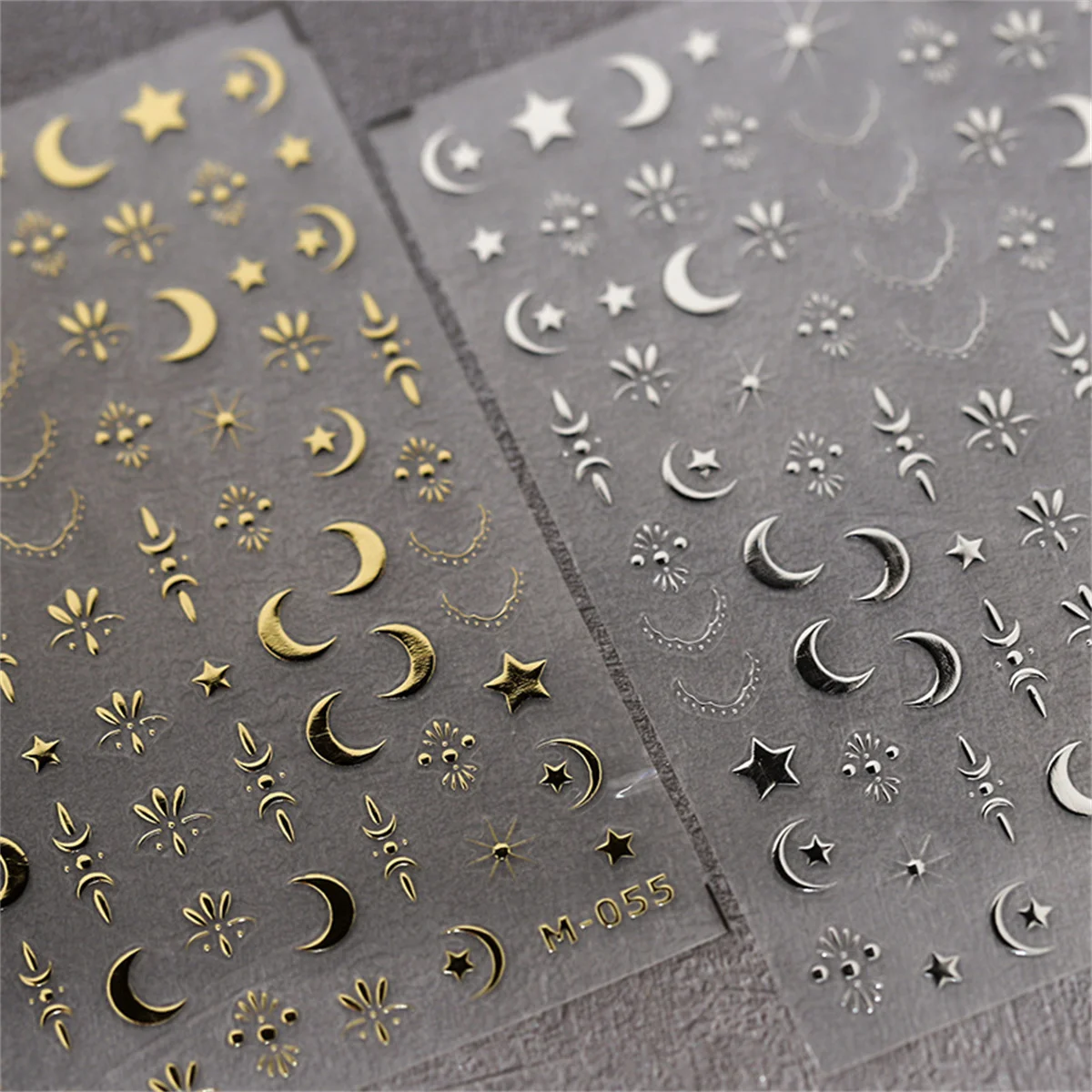 1pcs Luxury Star Moon Nail Art Stickers Gold Silver 5D Self Adhesive Nail Art Decorations Stickers Hot Stamping Manicure Decals