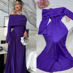 Customized Elegant Elegant Pleat A-line Off-the-shoulder Long Dresses Celebrity Dresses High Quality Sexy Sizes Available