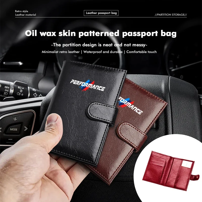 Car Logo Passport Protective Pouch Oil Wax Business Card Holder For BMW 1 2 3 5 7 Series X1 X2 X3 X4 X5 X6 G20 G30 G11 G12