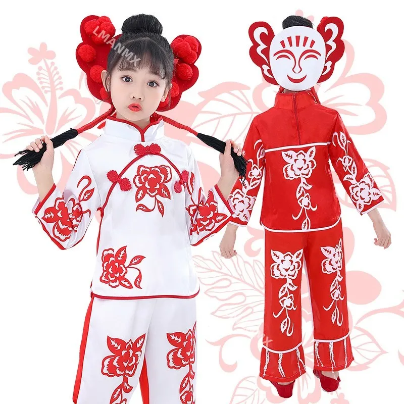 Joyful dance costumes, adult opening red costumes, ethnic stage performances, yangko dance