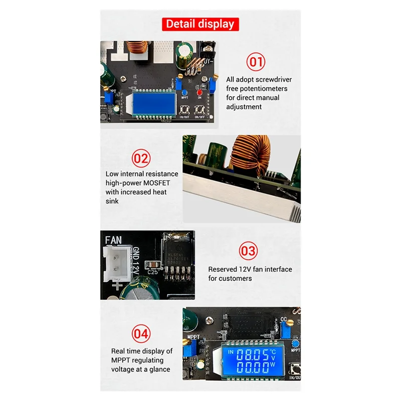 

ZK-SJ30 Синхронное выпрямление 700 Вт, 30 А, автоматический понижающе-повышающий модуль питания, солнечная зарядка MPPT-AT48